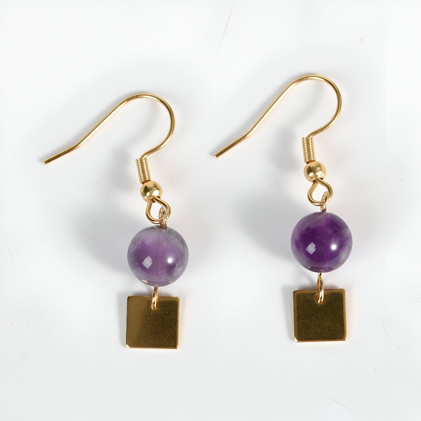 Embrace Spirituality with Our Amethyst Bead Earrings - Crystal Qi