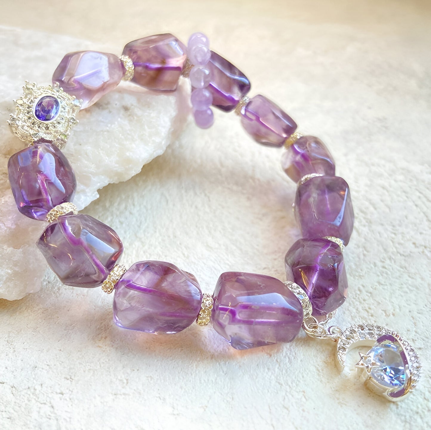 Explore Cosmic Beauty with Our Amethyst Galaxy Bracelet - CrystalQi