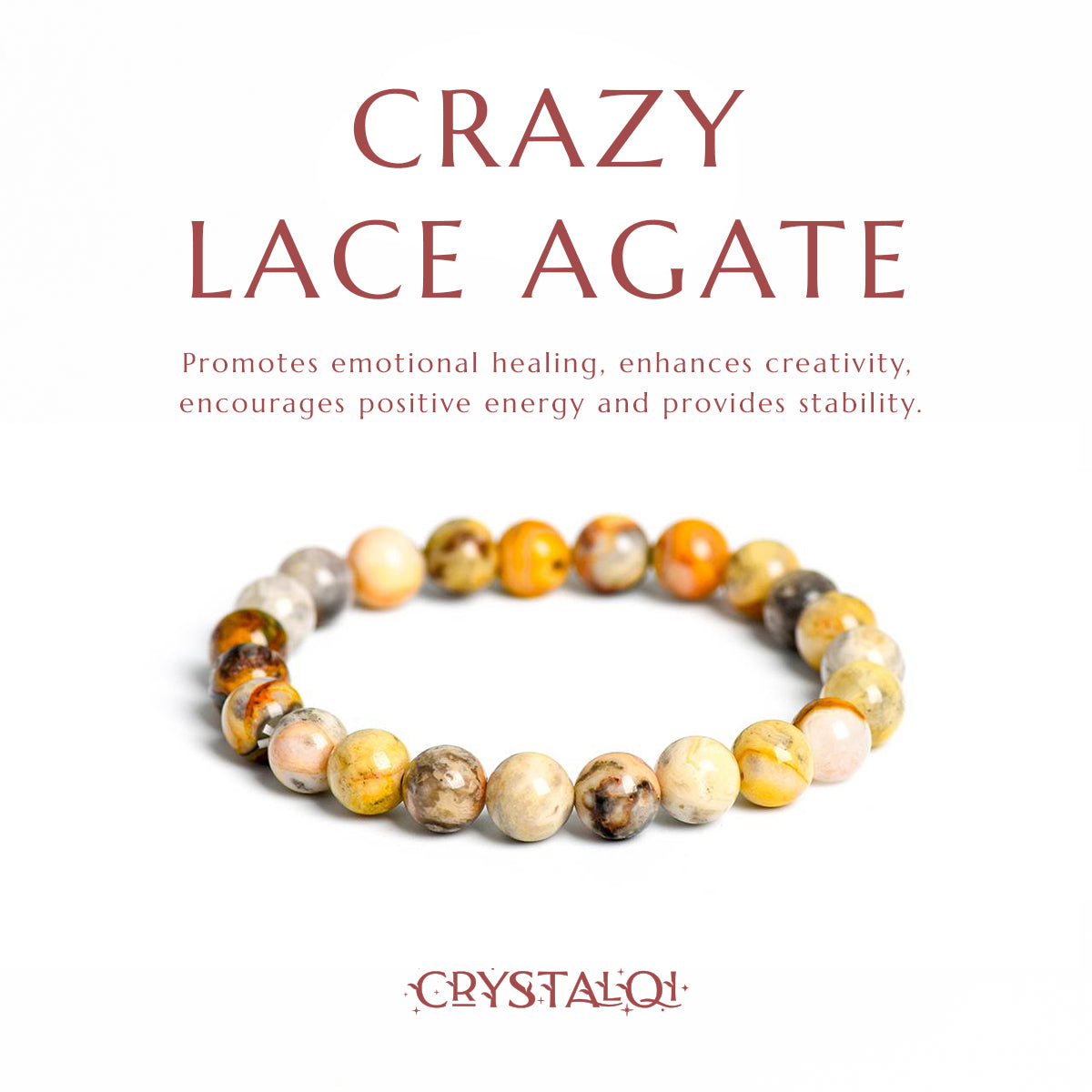Crazy Lace Agate Bracelet - Beaded Bracelets UK - BraceletForHealth
- Crystal Qi