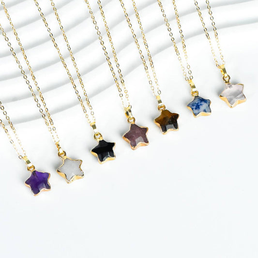 Clear Quartz Star Necklace, a stunning and radiant accessory that captures the celestial beauty of clear quartz. This necklace is designed to inspire clarity, amplify energy, and guide you towards your highest potential, allowing you to shine like the brightest star in the sky.