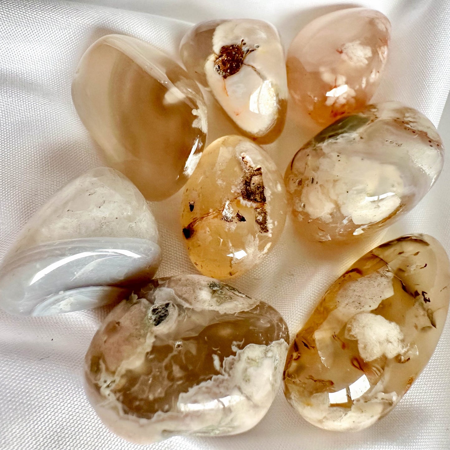 Flower Agate - Tumble Stone for Anxiety & Calm - Crystal Qi