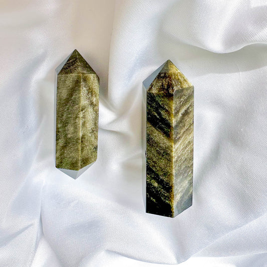 GoldSheenObsidian-Tower - Best Healing Crystal Gift For Her - Crystal Qi