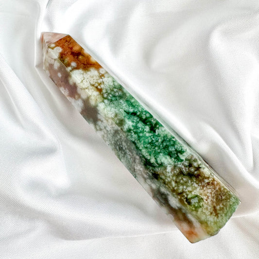 Green Flower Agate - Tower - Crystal Qi