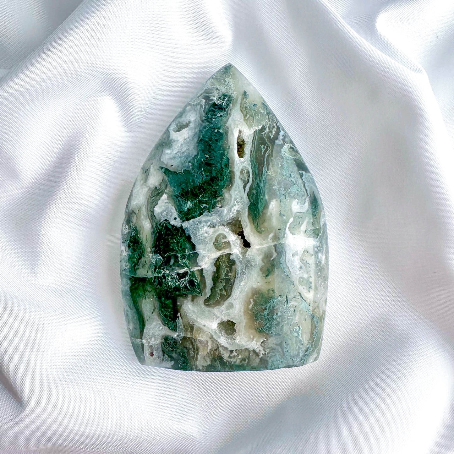 Moss Agate - Flame - Crystal for Grounding and Protection - Crystal Qi