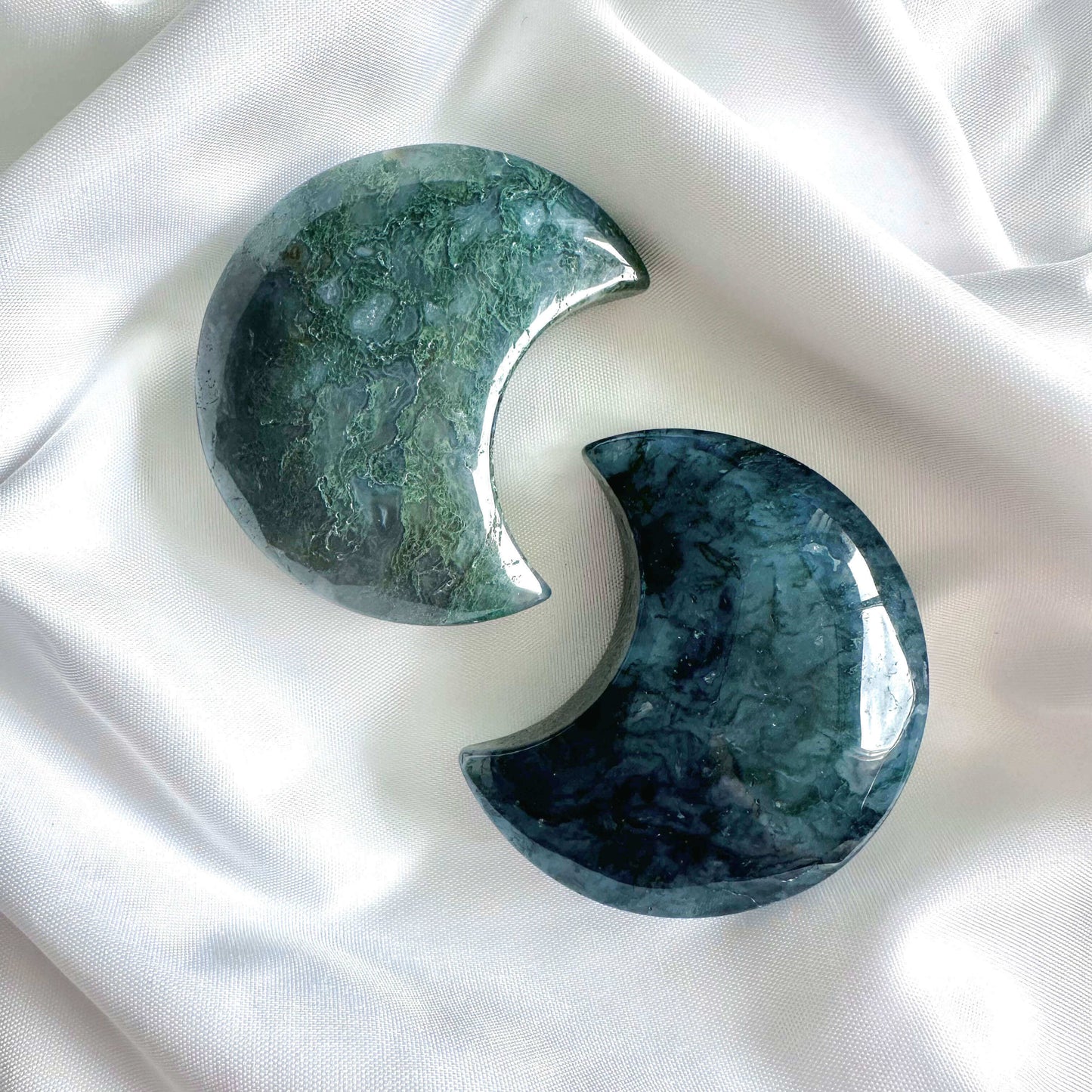 Moss Agate - Moon - Crystal for Anxiety & Calm - Crystal Qi