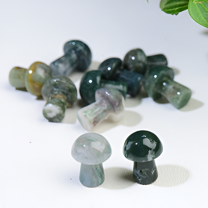 Moss Agate - Mushroom - Crystal for Grounding and Protection - Crystal Qi