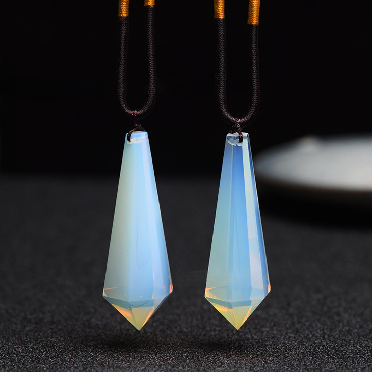 Embrace Harmony and Tranquility with Our Opalite Vogel Wand Necklace Crystal Qi
