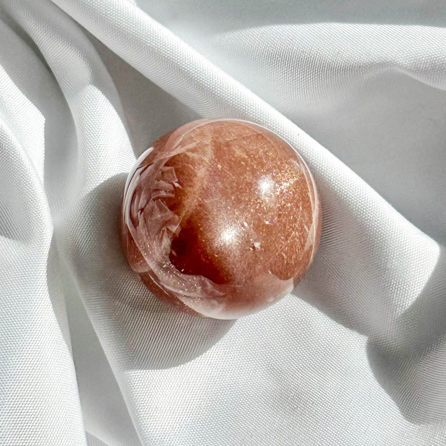 Peach Moonstone Sphere - Crystal For Intuition - Crystal Qi