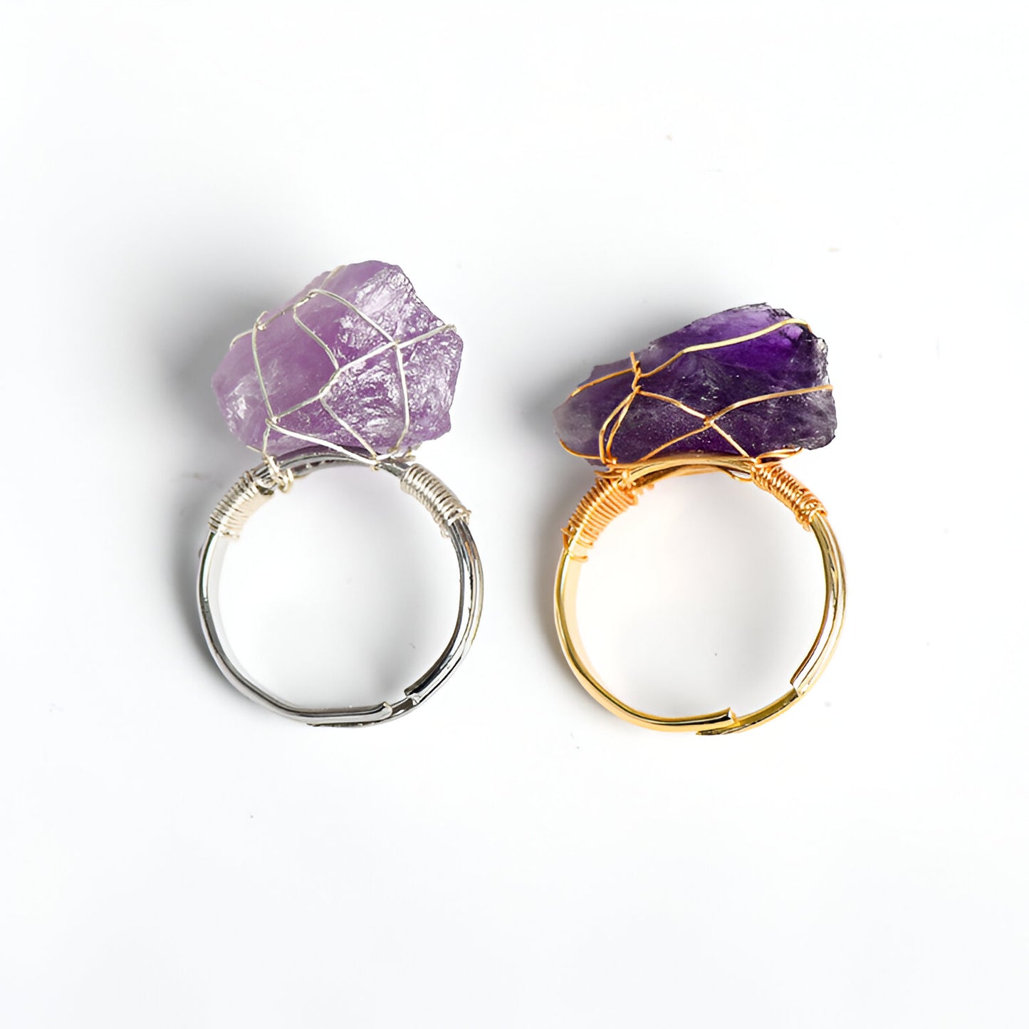 Embrace Intuition and Tranquility with Our Raw Amethyst Ring - Crystal Qi