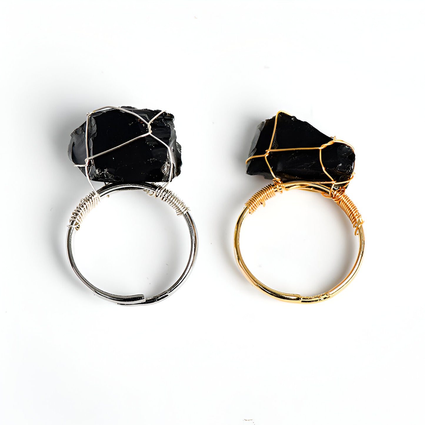 Embrace Protection and Strength with Our Raw Obsidian Ring - Crystal Qi