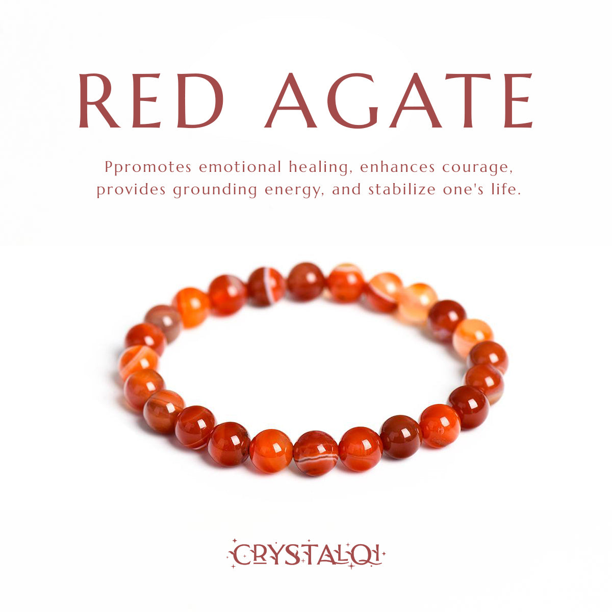 Red Agate Bracelet - Beaded Bracelets UK - BraceletForEmotionalHealing - Crystal Qi