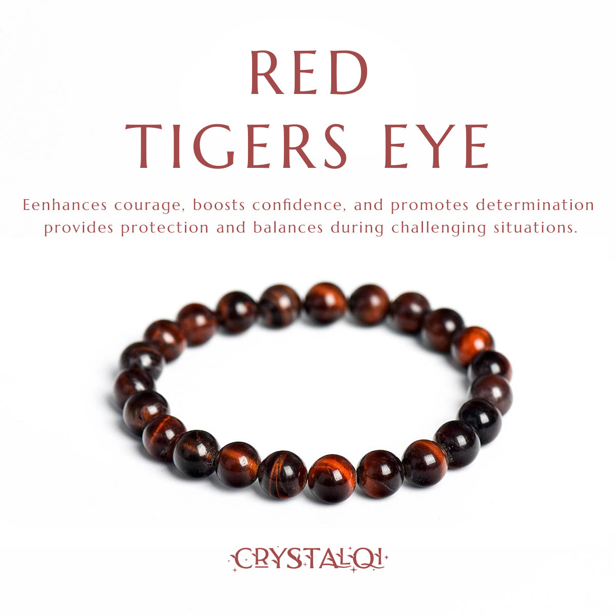 Red Tigers Eye Bracelet- Crystal Bracelet For Strength- Crystal Qi