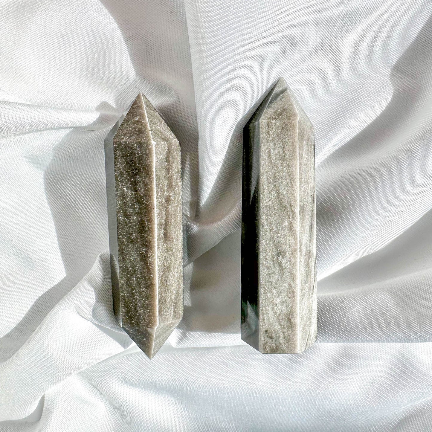 SilverSheenObsidian-Point - Best Healing Crystal Gift for Her - Crystal Qi