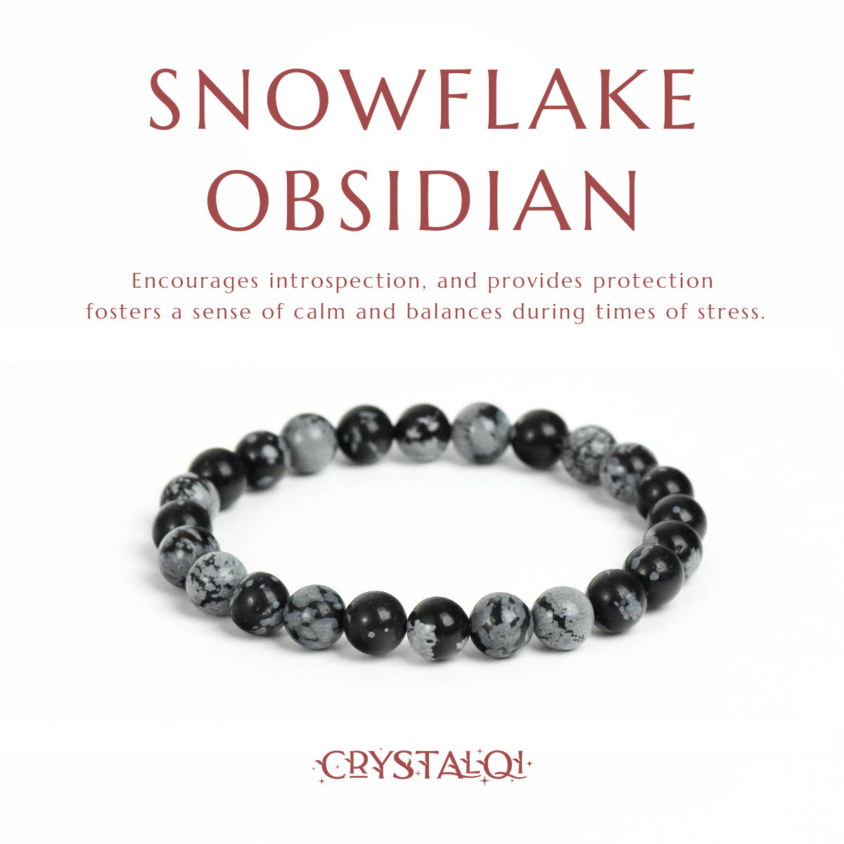 Snowflake Obsidian Bracelet- Crystal Bracelet For Protection- Crystal Qi