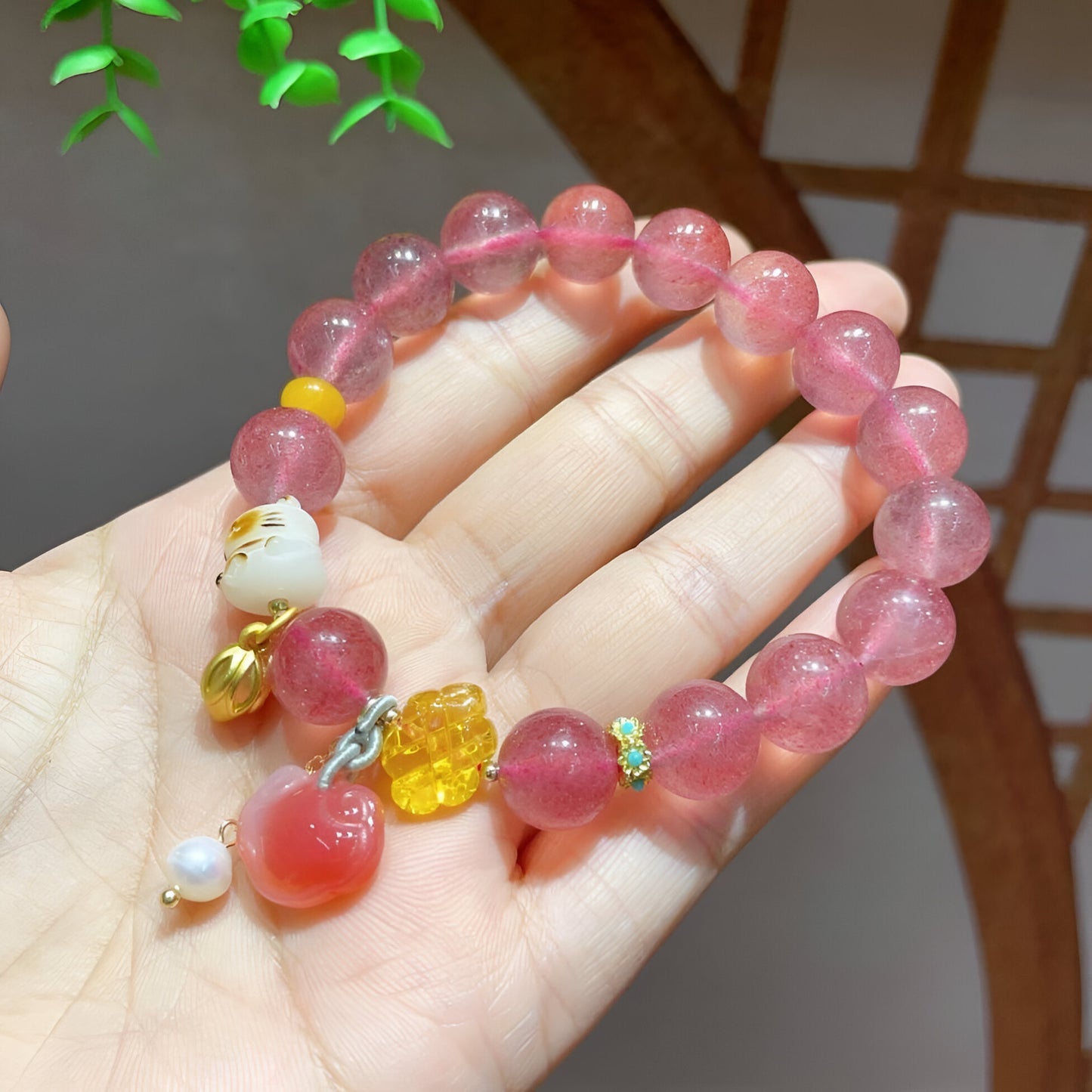 Experience Love with Our Strawberry Quartz Bracelet - Crystal Qi