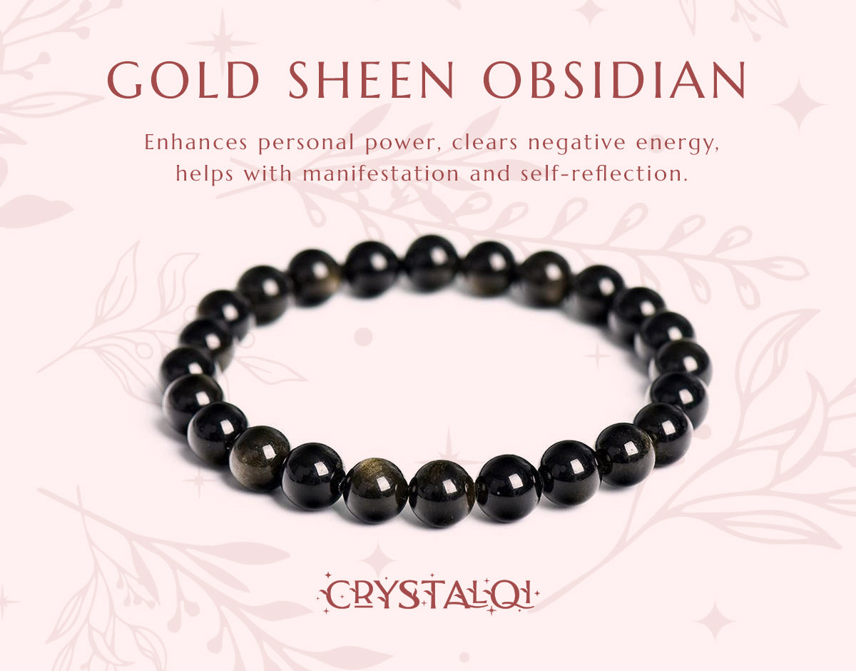 healing crystal bracelets - gold sheen obsidian - crystal qi