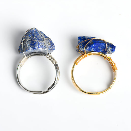 Embrace Wisdom and Truth with Our Raw Lapis Lazuli Ring - Crystal Qi