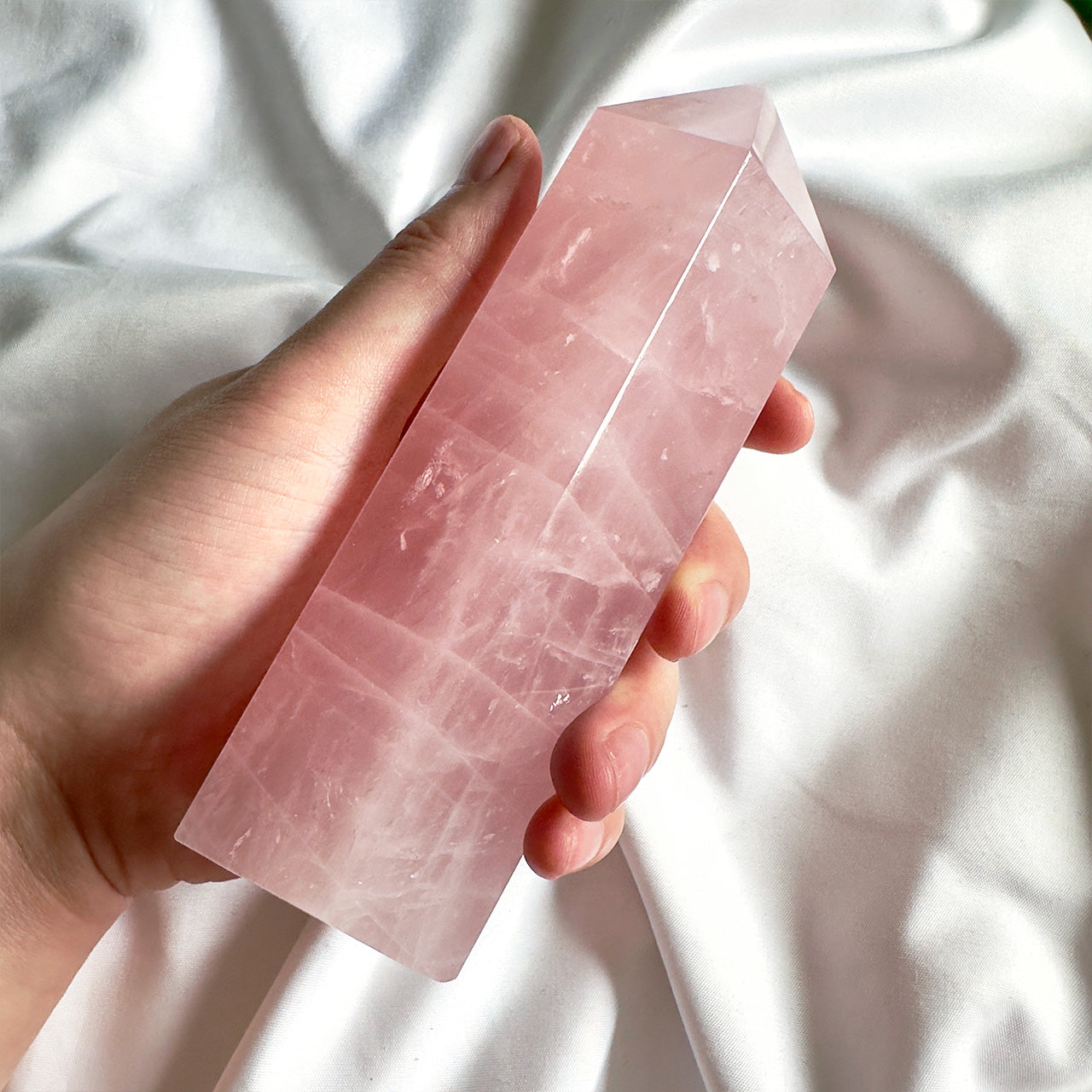 The Rose Quartz Tower is known as the Stone of Unconditional Love, radiating gentle, nurturing energy that supports emotional healing and deep inner peace.