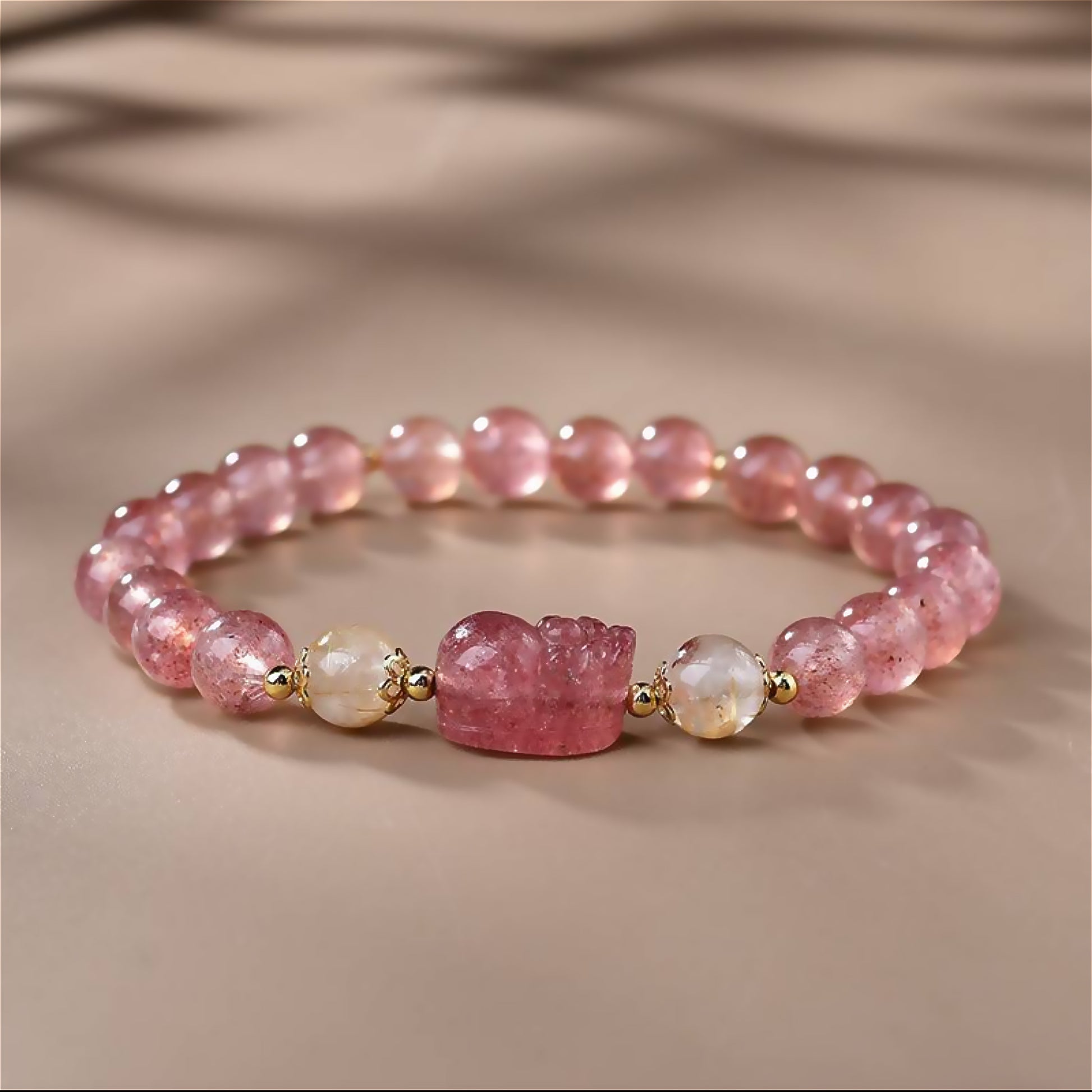 Experience Love with Our Strawberry Quartz Bracelet - Crystal Qi