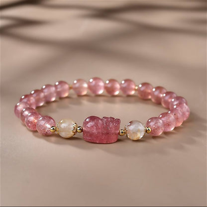 Experience Love with Our Strawberry Quartz Bracelet - Crystal Qi