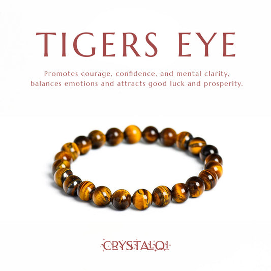 Tigers Eye Bracelet - Healing Crystal Bracelets UK - Crystal beaded bracelets for women - Crystal Qi